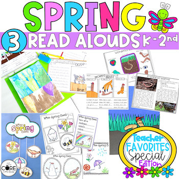 Preview of April Read Alouds - Spring Writing Activities - Reading Comprehension Bundle