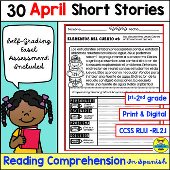 Preview of April Reading Comprehension In Spanish Comprensión Lectura