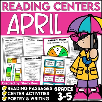 Preview of April Reading Comprehension Passages | Spring Reading Activities and Writing
