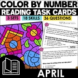 April Reading Comprehension Task Cards - Color by Number A