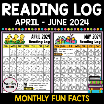 Preview of June Reading Log Spring Coloring Pages 2024 Calendar