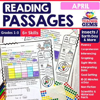 Preview of April Reading Passages - Insects | Earth Day | April Showers