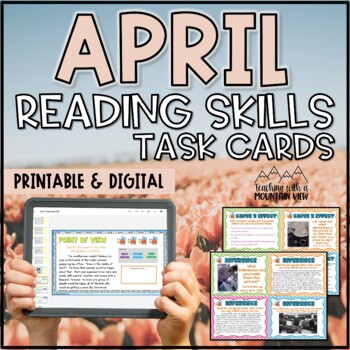 Preview of April Spring Reading Skills and Enrichment Task Cards