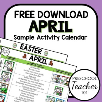 Preview of April Sample Activity Calendar for PreK and K