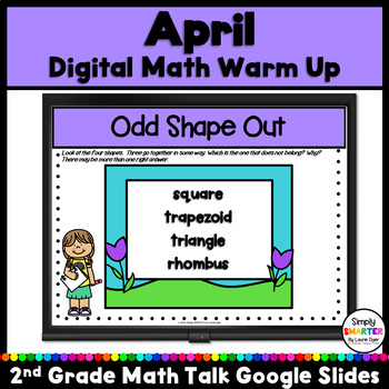 Preview of April Second Grade Digital Math Warm Up For GOOGLE SLIDES