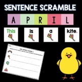 April Sentence Scramble | Centers | Kindergarten