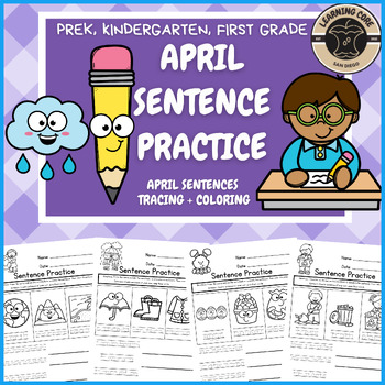 Preview of April Sentences Writing Activities No Prep PreK Kindergarten First TK UTK