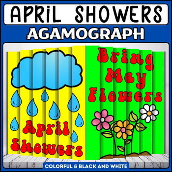 Preview of April Showers Bring May Flowers Agamograph Craft, Spring Activities & 3D Project