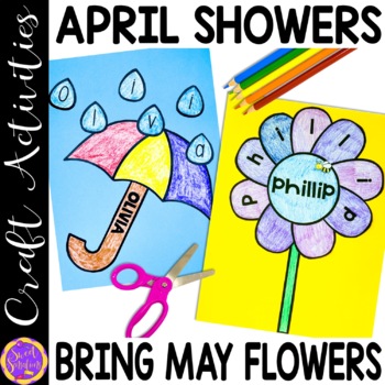 Preview of Spring Name Craft April Showers Bring May Flowers Summer Flower Name Craft