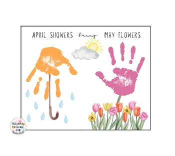 Preview of April Showers Bring May Flowers Handprint Art Craft Printable Template