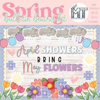 Preview of April Showers Bring May Flowers | Spring Bulletin Board or Door Décor Bundle