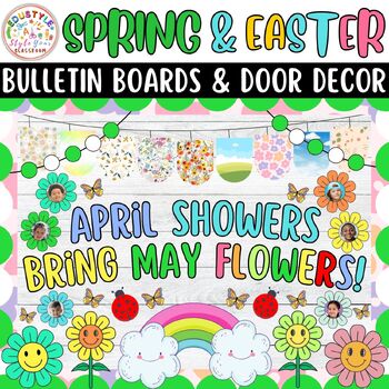 Preview of April Showers Bring May Flowers Spring & Easter Bulletin Boards & Door Decor Kit