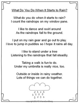 Rain Poems and Activities: Grades 1-2 by LMN Tree | TpT