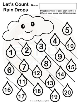 April Showers Craft Counting Numbers Name Raindrops Activities Worksheets