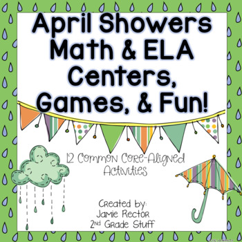 Preview of April Showers Math & ELA Centers, Games, & Fun | Common Core-Aligned