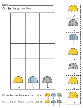 Preview of April Showers Math - Sorting, Graphing and Comparing for PK, K or SPED / Autism