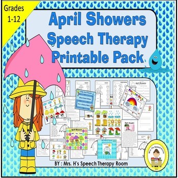 Preview of April Showers Speech Therapy Printable Pack