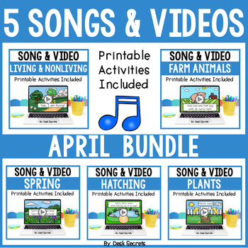 Preview of April Song / Poem & Video Bundle | Spring Songs With Writing Activities & More