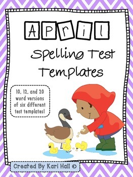 Preview of April Spelling Test Templates
