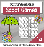 April Spring 1st Grade {Scoot Game/Task Cards} Math Bundle