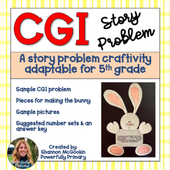 Preview of April Spring Bunny Craftivity 5th Grade | CGI Story Problem | Dividing Fractions
