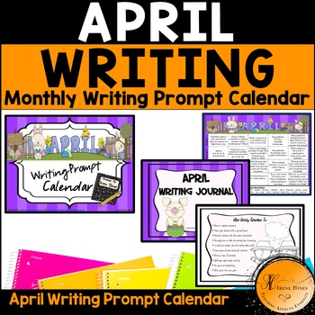 Preview of April, Spring & Easter Writing Prompt Calendar Monthly Journal Primary Paper