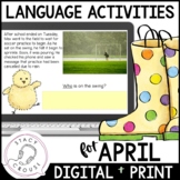 April Spring Language Activities Speech Therapy Printable 