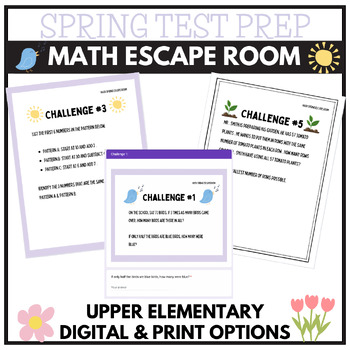Preview of April Spring Math Escape Room TEST PREP ACTIVITY UPPER ELEMENTARY