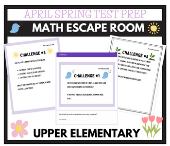 Preview of April Spring Math Escape Room TEST PREP ACTIVITY UPPER ELEMENTARY