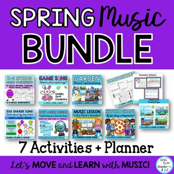 Preview of Spring April Elementary Music Lesson Bundle of Music Activities K-6