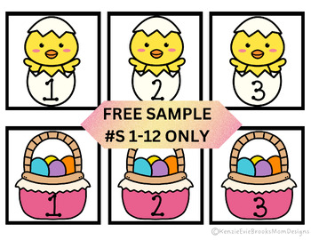 Preview of April Spring Numbers 1-50 for Centers - Calendar - Games- FREE Sample #s1-12!