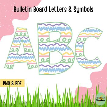 Preview of April Squiggles Bulletin Board Letters Pastel Poster Letters Easter