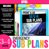 April Sub Plans for 3rd & 4th Grade: Ready-to-use lesson p
