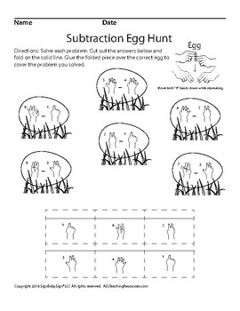 Preview of April Subtraction Egg Hunt, ASL Sign Language