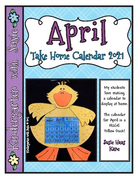 April Calendar Craft And More By Kindergarten With Susie Tpt