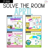 April Task Card Bundle | 4 Second Grade Solve the Room Mat