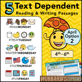 Preview of April Text Dependent Reading Passages - Text Dependent Writing Prompts (Opt. 2)