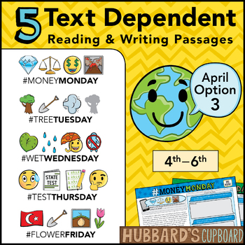 Preview of April Text Dependent Reading Passages - Text Dependent Writing Prompts (Opt. 3)