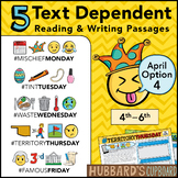 April Text Dependent Reading Passages - Text Dependent Wri