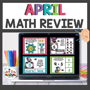 Preview of April Math Boom Cards for Kindergarten Digital Activities