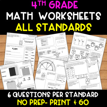 Preview of 4th Grade Math Exit Tickets ALL STANDARDS