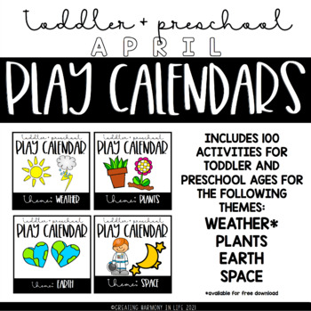 Preview of April Toddler and Preschool Play Calendars