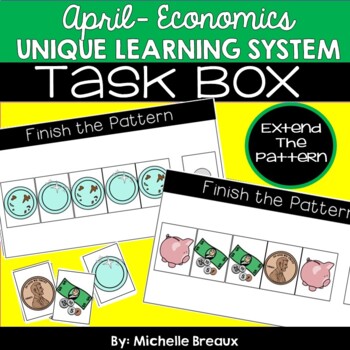 Preview of April Unique Learning System Task Box- Extending Patterns (SPED, Autism)