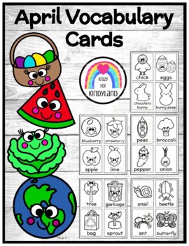 April Vocabulary Cards - Easter - Fruits - Vegetables - Bugs - Earth ...