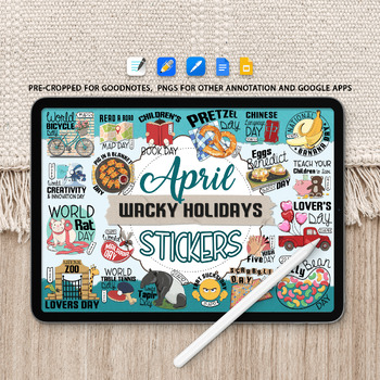 Preview of April Wacky Holidays Digital Stickers, 30 PNG Funny Awareness Sticker