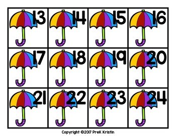 April (Weather Themed) Calendar Numbers by PreK Kristin TpT