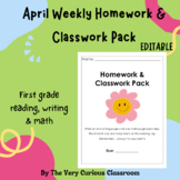 April Weekly Homework/ Classwork Pack - 1st Grade Reading,
