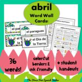 April ABRIL Spanish Word Wall Cards for Spring Easter Eart