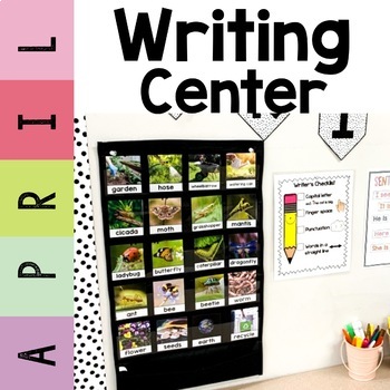 Preview of April Writing Center | Nonfiction Pictures | Primary| Editable