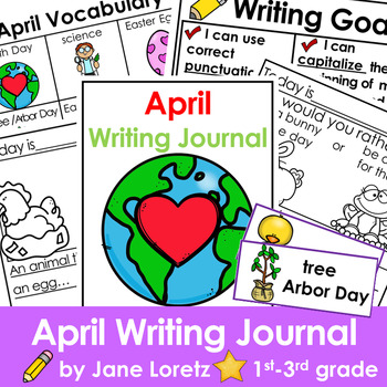 Preview of April Writing Prompts, Daily Writing Journal, 1st grade, 2nd grade, 3rd grade